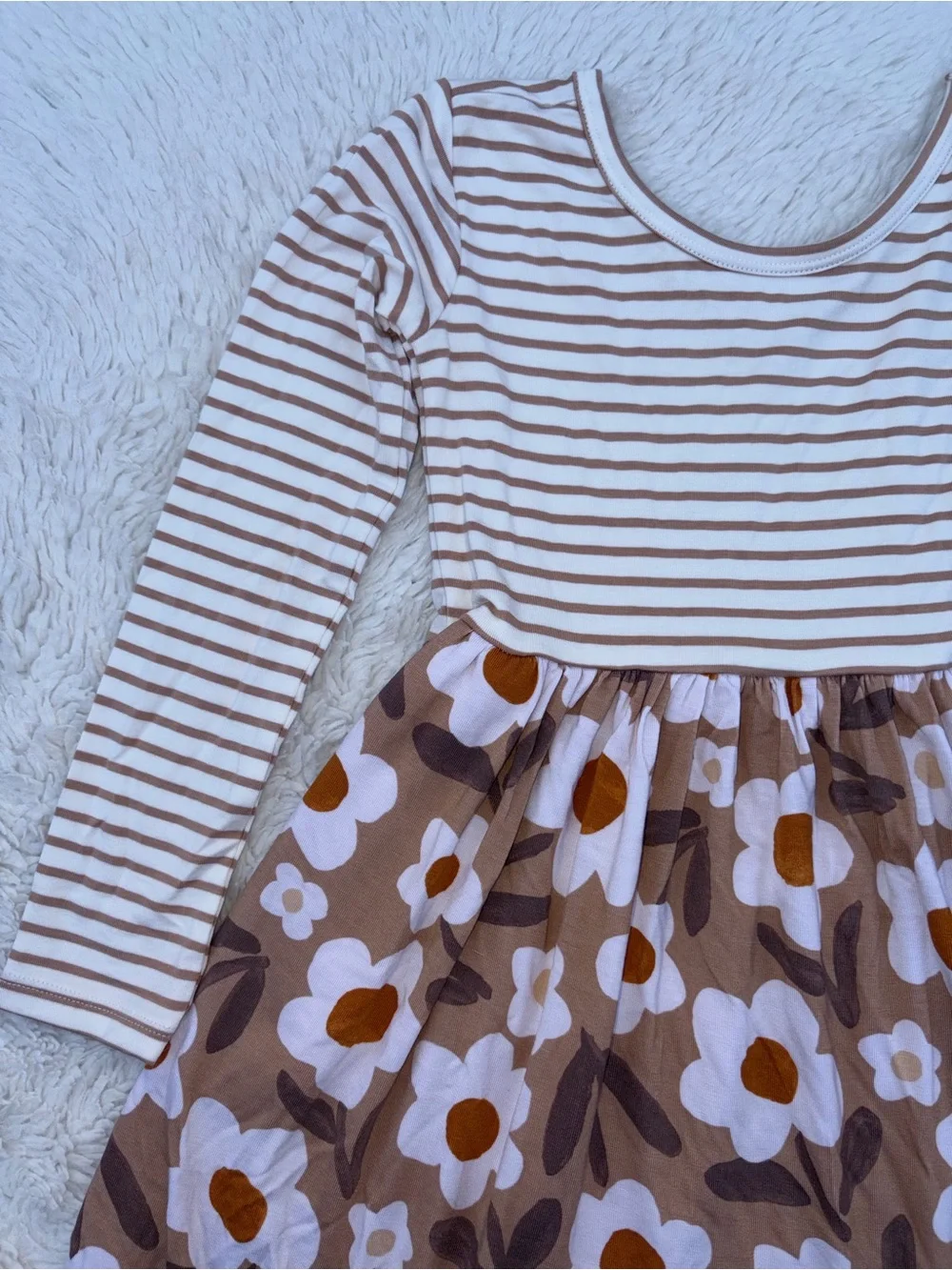 Little Sleepies Girls 5 Daisy Daydream Twirl Dress Stripe Autumn Long Sleeve